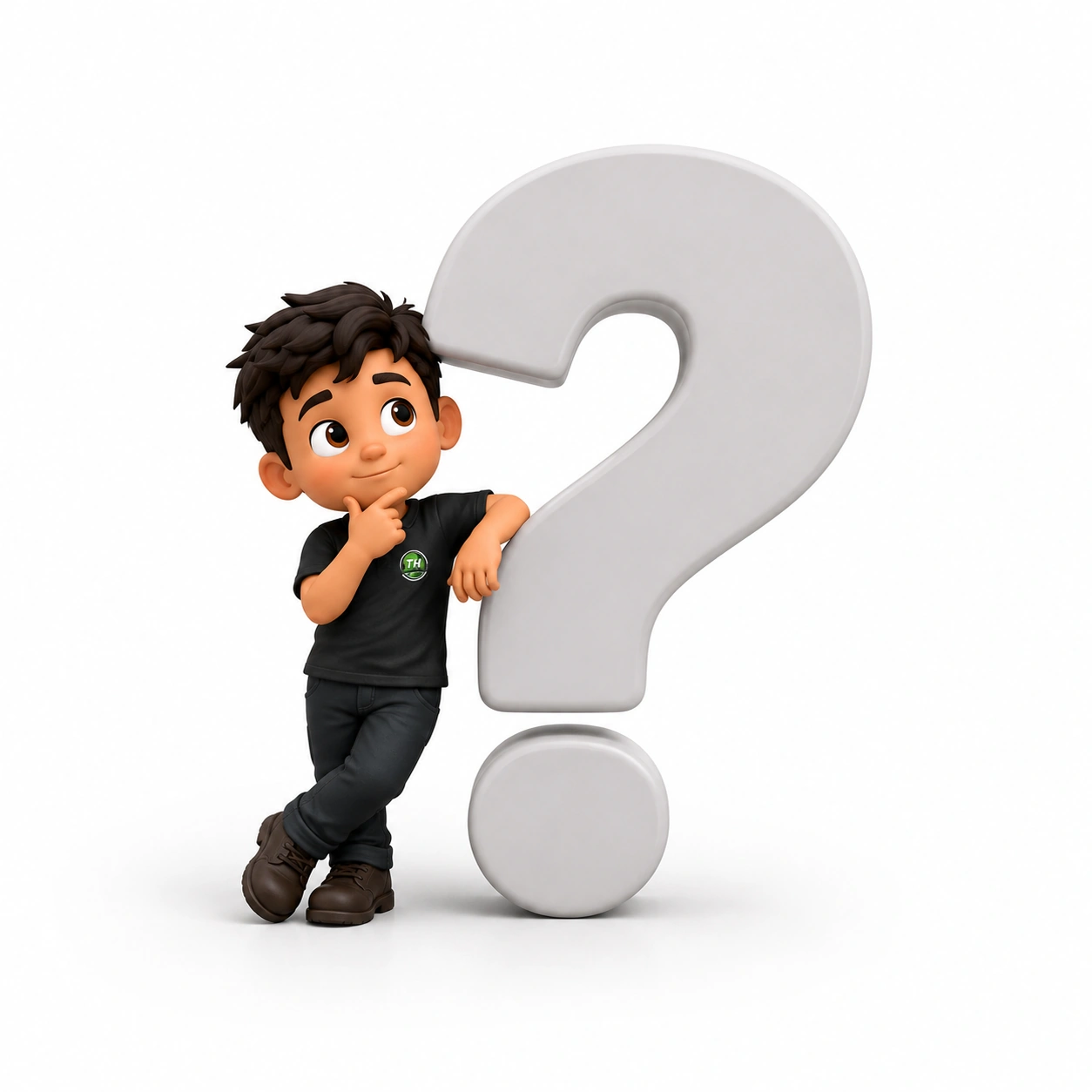 A confused Turbo Haul character thinking about whether to choose junk removal or bin rental for renovation debris
